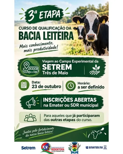 Produtores Rurais de Redentora irão realizar visita Técnica à SETREM, em Três de Maio - RD Foco